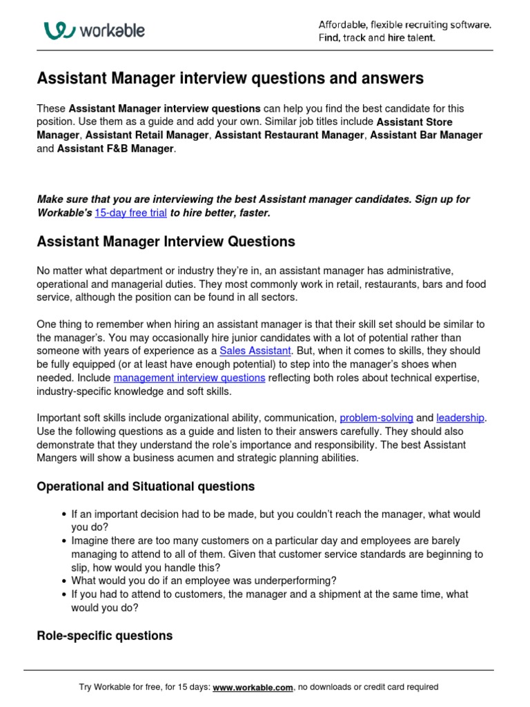 ASSISTANT RELATIONSHIP MANAGER INTERVIEW QUESTIONS intelligence overview