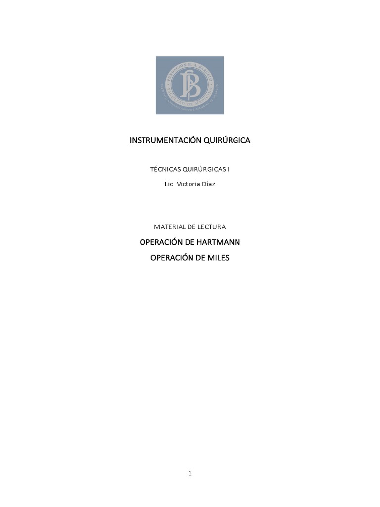 Técnicas Quirúrgicas: Hartmann y Miles | PDF | Cáncer colonrectal | Cirugía
