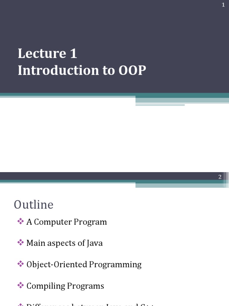 Lecture 01 Introduction | PDF | Java (Programming Language) | Object ...
