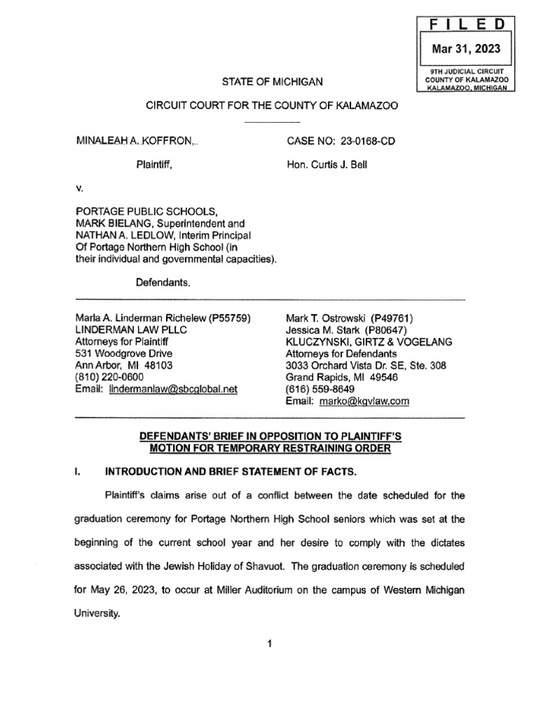 Portage Northern Court Documents PDF