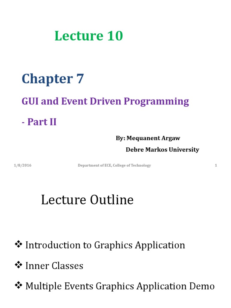 Lecture 10 GUI Part II | PDF | Class (Computer Programming) | Software
