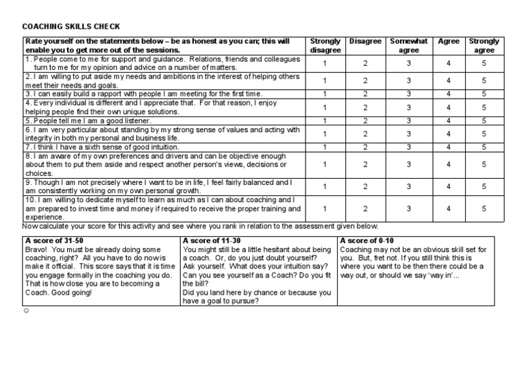 Coaching Skills Check | PDF | Cognition | Cognitive Science