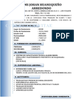 Curriculum Vitae: Jems Johan Huanuqueño Arredondo