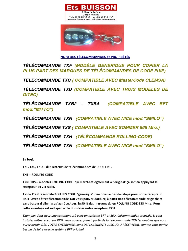 Guide des télécommandes TX et RXH | PDF | Télécommande | Informatique