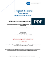 In-Region Scholarship Programme Sub-Saharan Africa : Call For Scholarship Applications 2024