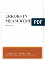 Errors in Measurements: Ali Asghar Khan - 20PWMEC4992