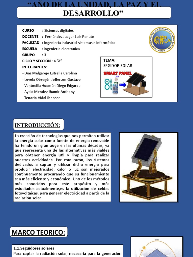 Seguidores Solares de Un Eje: Diseño y Funcionamiento | PDF | Energía ...