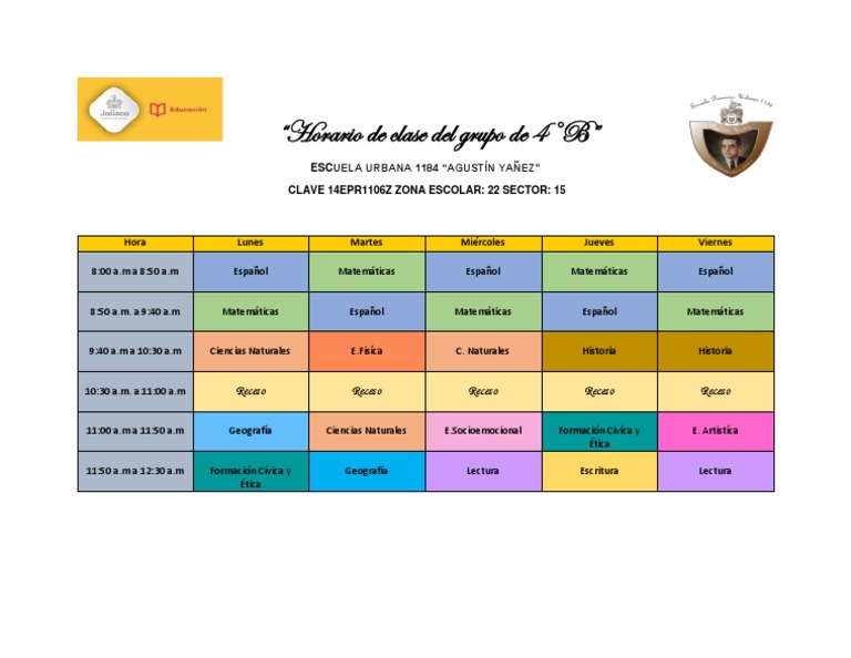 Horario de Clases 4°B 2025 | PDF | Ciencias sociales