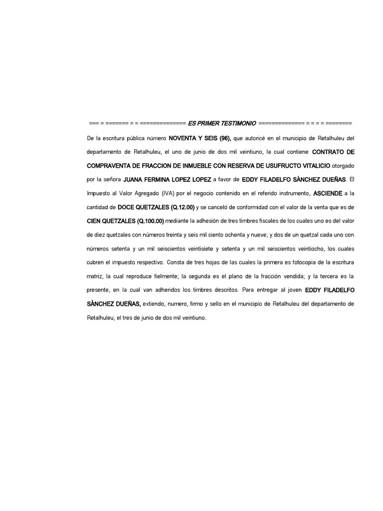 Contrato de Compraventa en Retalhuleu | PDF | Finanzas y dinero