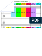 Hora Domingo Lunes Martes Miércoles Jueves Viernes Sábado: Mi Horario de Actividades Personal