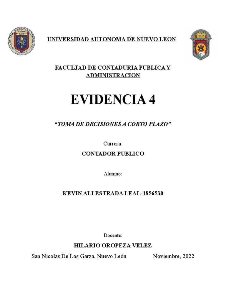 Evidencia 4: Universidad Autonoma de Nuevo Leon | PDF | Toma de ...