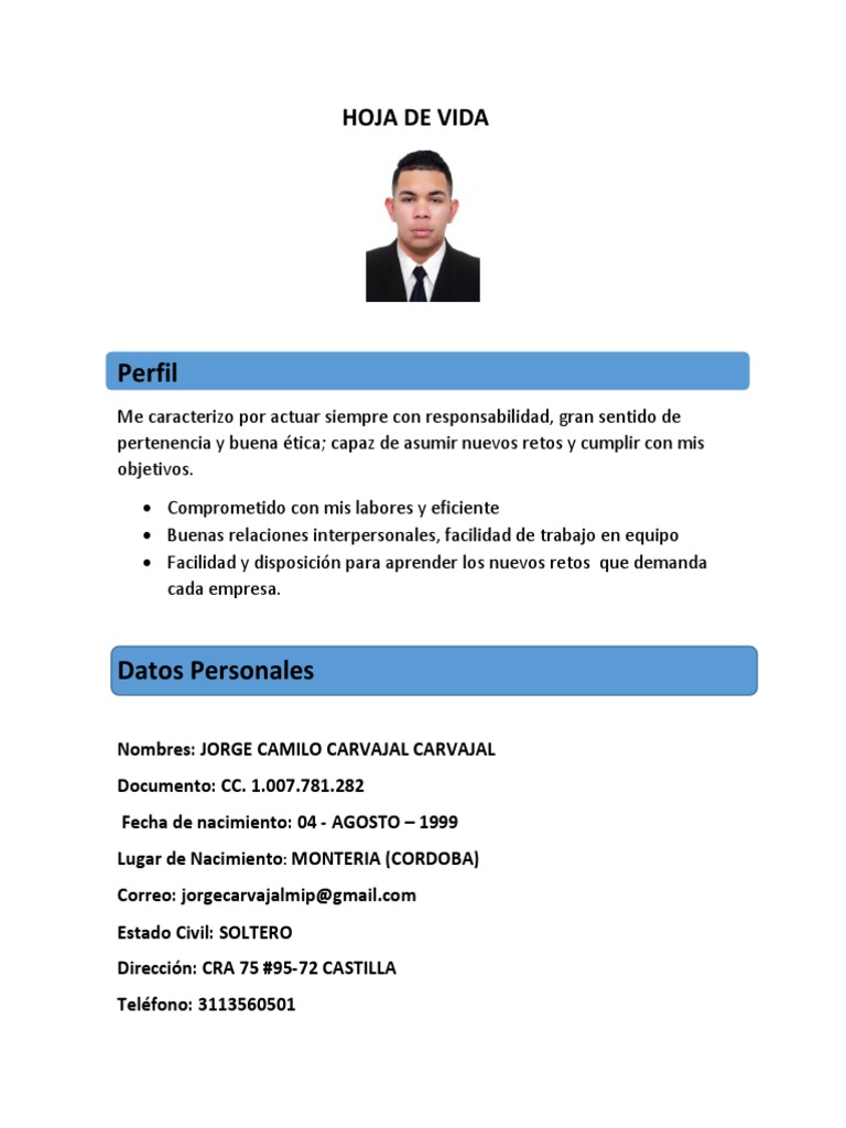 Carvajal Hoja de Vida PDF
