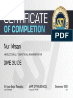 Dive Guide Certificate Completion for Nur Ikhsan