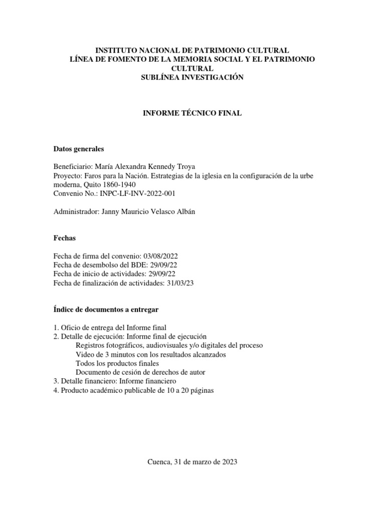Oficio de Entrega Del Informe Final-Signed | PDF