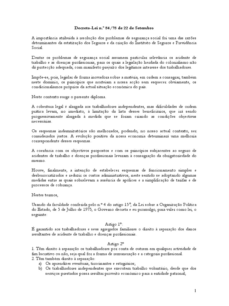 decreto-lei-n-o-84-78-estabelece-as-bases-do-sistema-de-seguro