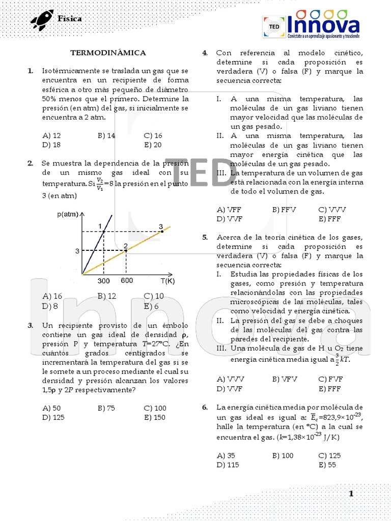 Ejercicios de Termodinámica y Gases Ideales | PDF | Gases | Temperatura