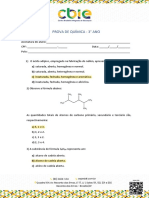 Prova de Quimica - 3º ANO - EJA - CBIE