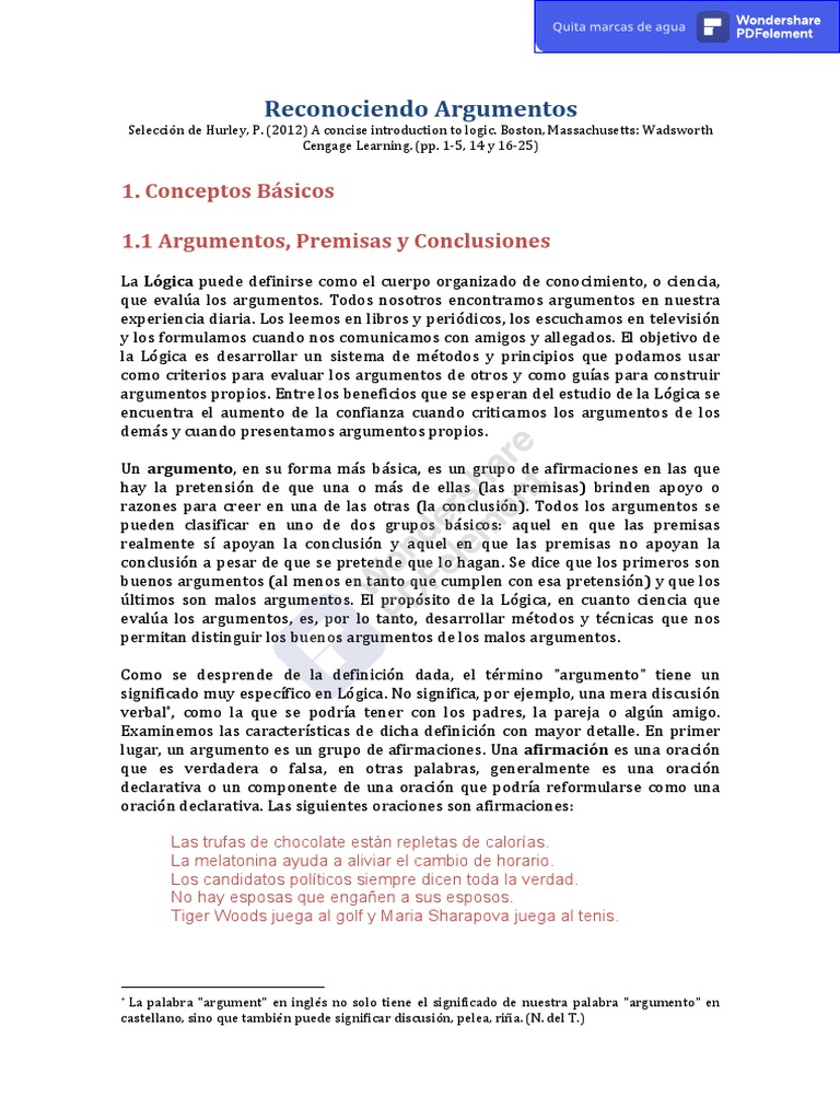 Definición de Argumentos y Premisas | PDF | Argumento | Evidencia
