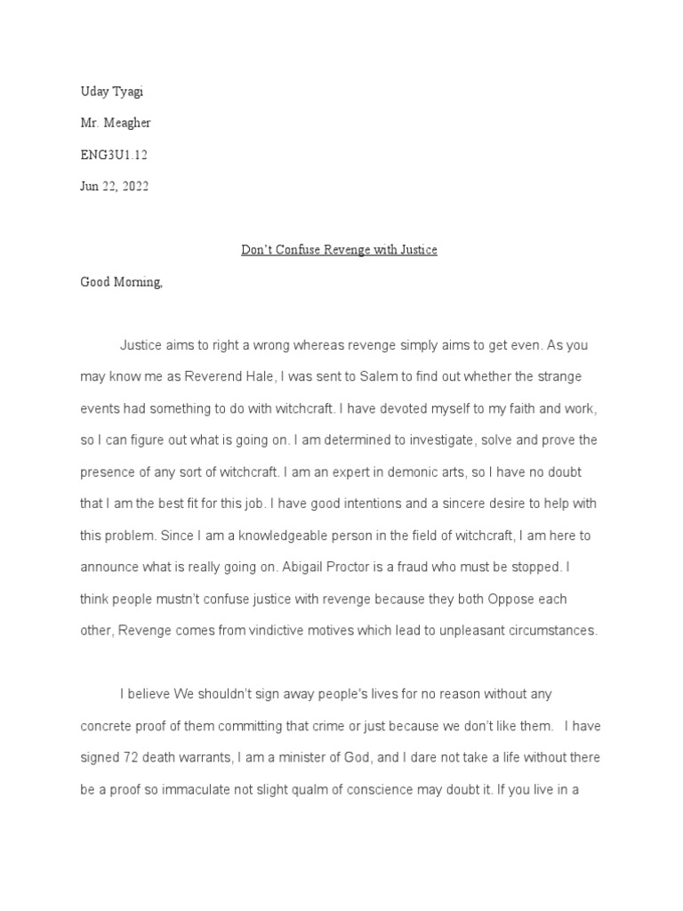 Persuassive Speech Hale Download Free PDF Revenge Justice