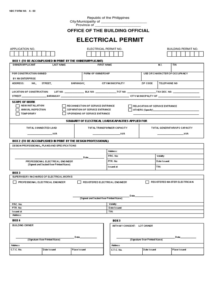 Electrical Permit FormTEMP | PDF | Engineering | Business