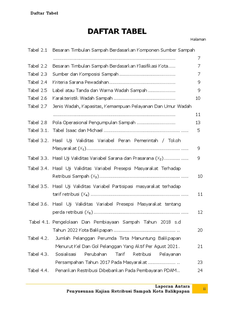 Daftar Tabel | PDF