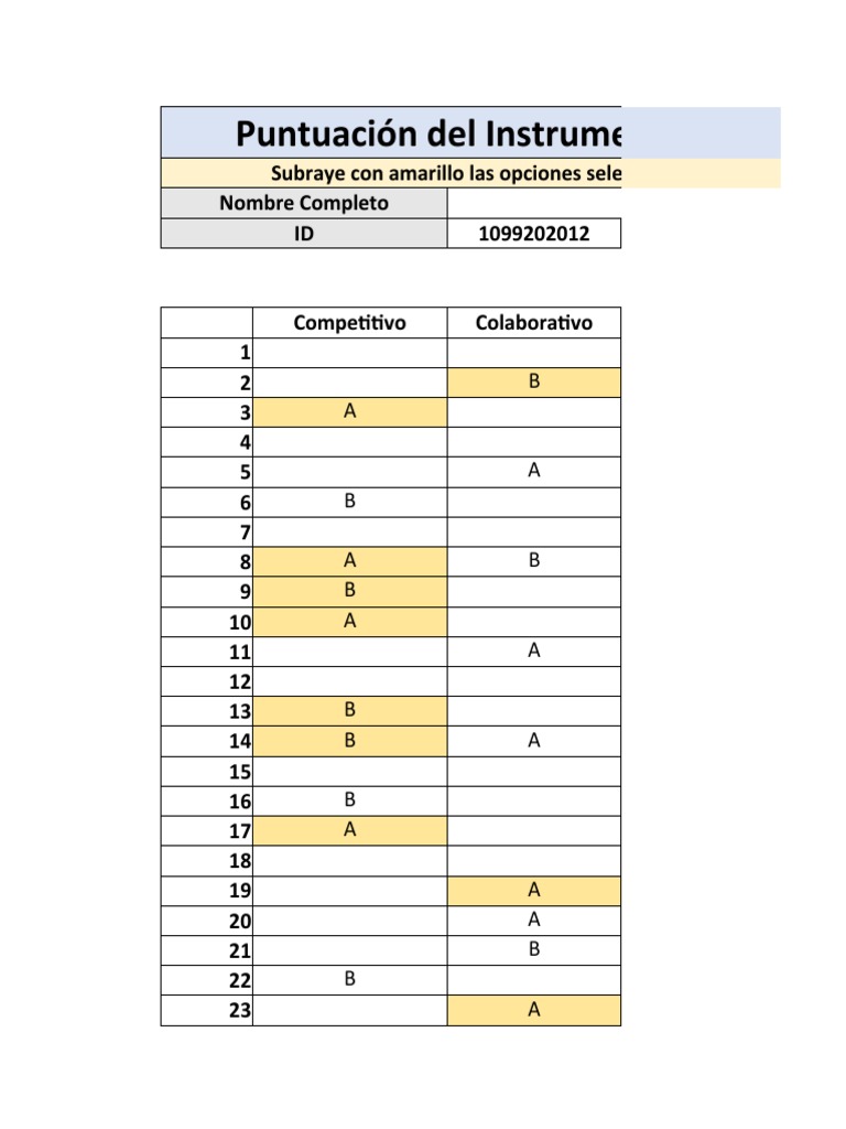 Anexo 3 - Puntuacion Del Instrumento TKI | PDF