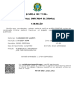 Justiça Eleitoral Tribunal Superior Eleitoral Certidão: Fabiana Dos Santos