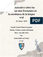 Texto Narrativo Sobre Los Problemas Mas Frecuentes en La Enseñanza de La Lengua Oral