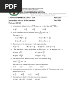 Lsa Pure Mathematics Test Time 2Hrs Instruction: Answer All The Questions Dec 2022 Part One: MCQ'S