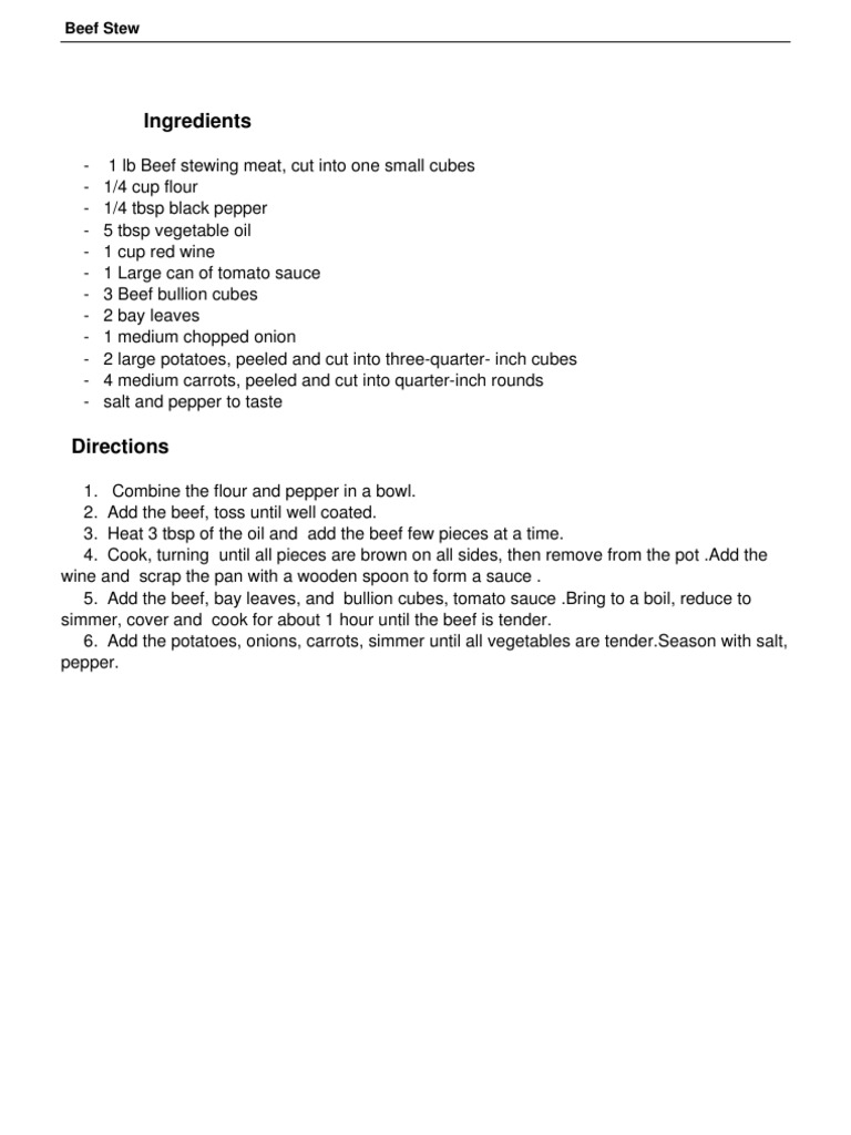 Beef Stew | PDF