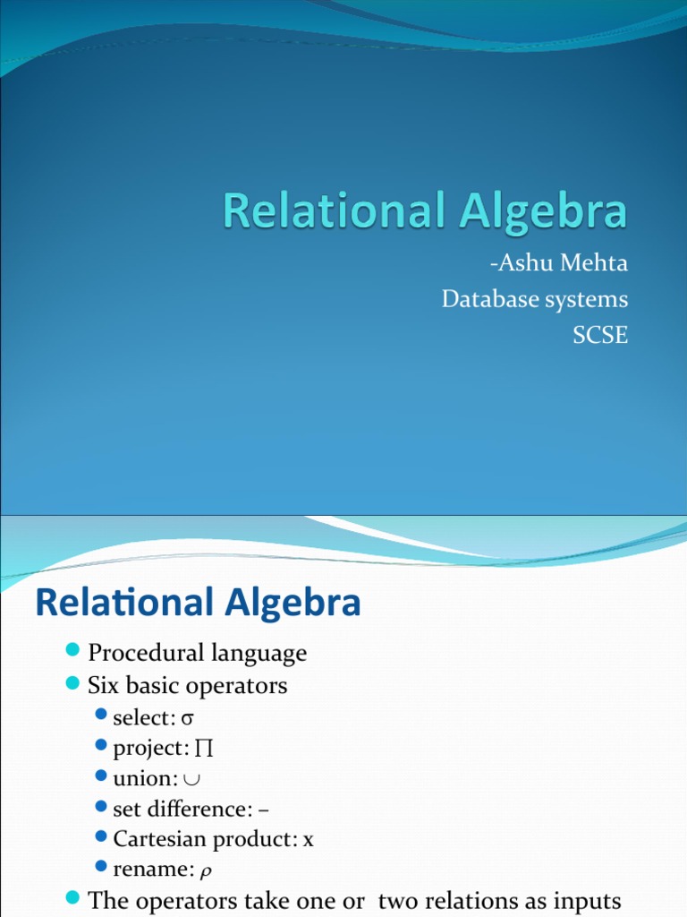 Define Relational Algebra In Dbms Pdf