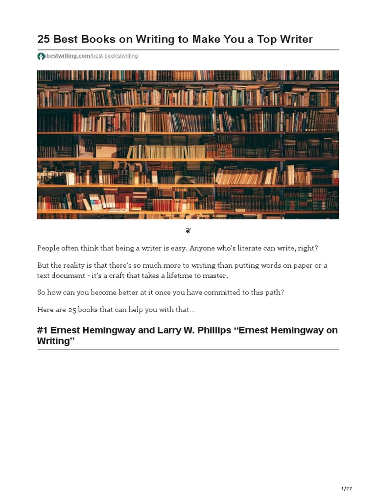 25 Best Books On Writing To Make You A Top Writer PDF A Room Of One