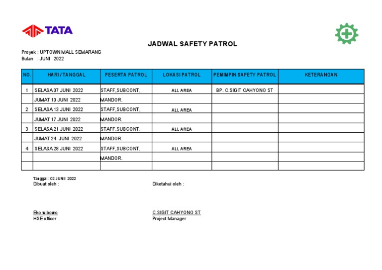Jadwal Safety Patrol PDF