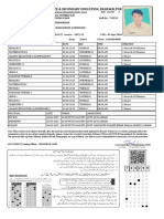 Board of Intermediate & Secondary Education, Bahawalpur: SSC (First Annual) Examination, 2023 Roll Number Slip 733299