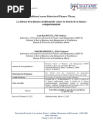 Traditional Versus Behavioral Finance Theory La Théorie de La Finance Traditionnelle Contre La Théorie de La Finance Comportementale