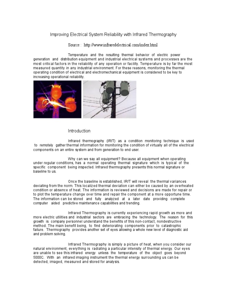 Improving Electrical System Reliability With Infrared Thermography ...