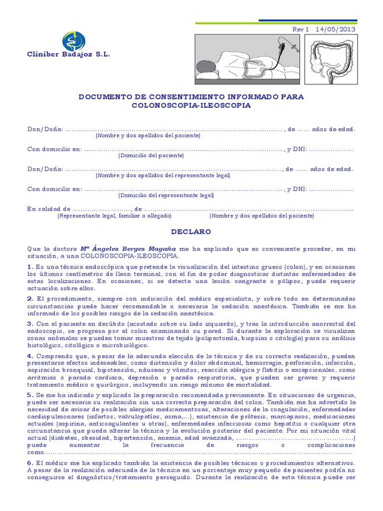Consentimiento para Colonoscopia-Ileoscopia | PDF | Alergia | Biopsia