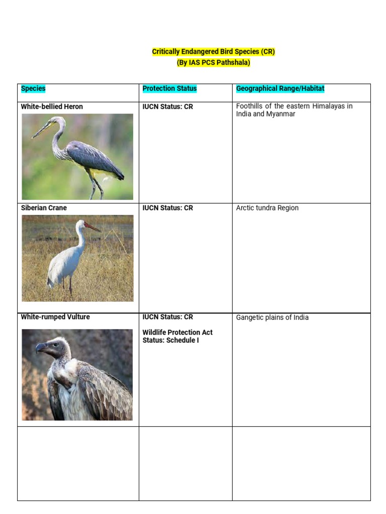 Critically Endangered Species in India | PDF | Cites | Himalayas