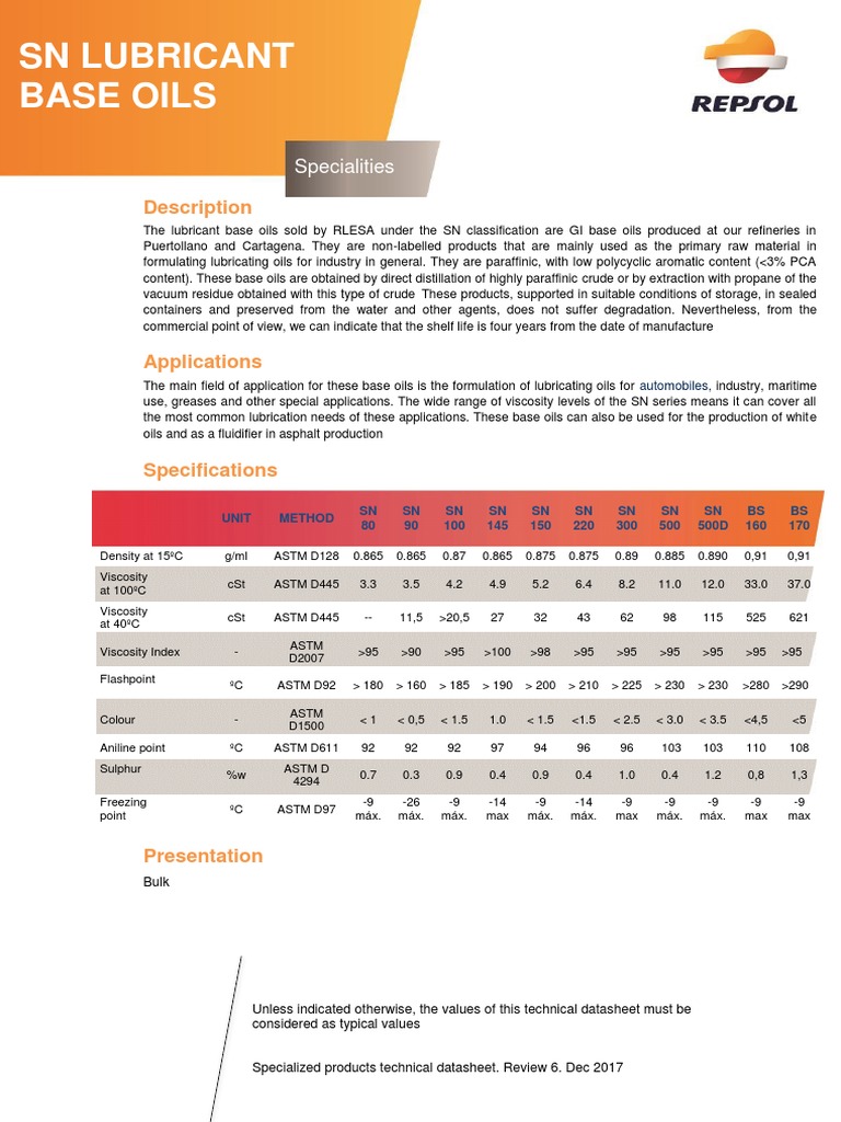 SN Lubricant Base Oils tcm1419220dw PDF Oil Petroleum