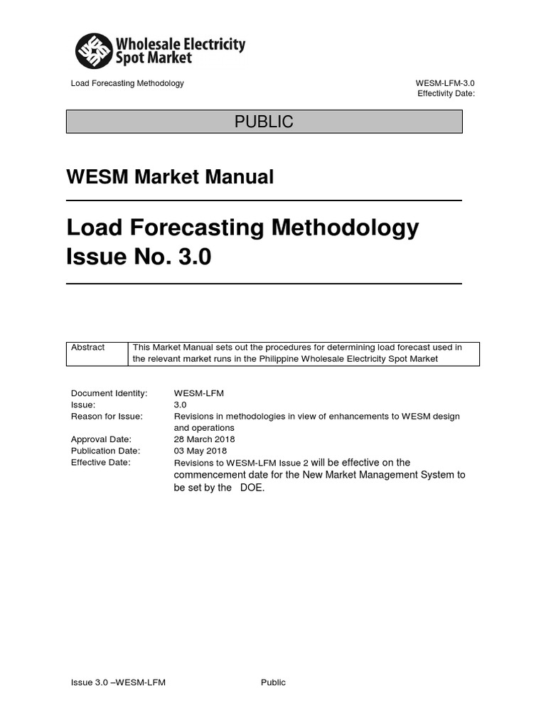 WESM Load Forecasting Methodology 3.0 | PDF | Regression Analysis ...