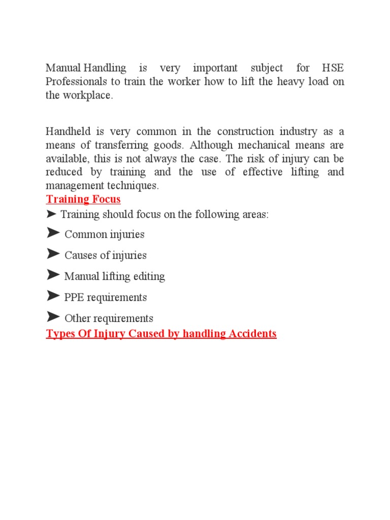 Manual Handling Download Free Pdf Personal Protective Equipment