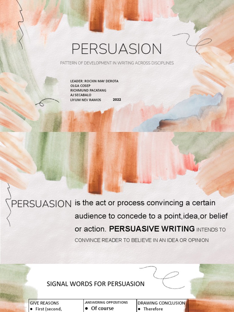 Persuasion pattern of development in writing across disciplines pdf