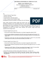 Surat Edaran Kemendikbudristek No 7261 - A.A3 - KP.08.00 - 2022 Tentang SIASN Lingkungan Kemendikbudristek