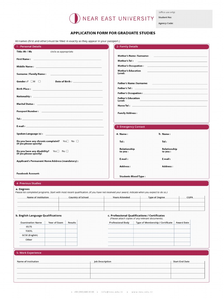 Neu Graduate Application Form 2022 11 02 2022 PDF Health Sciences