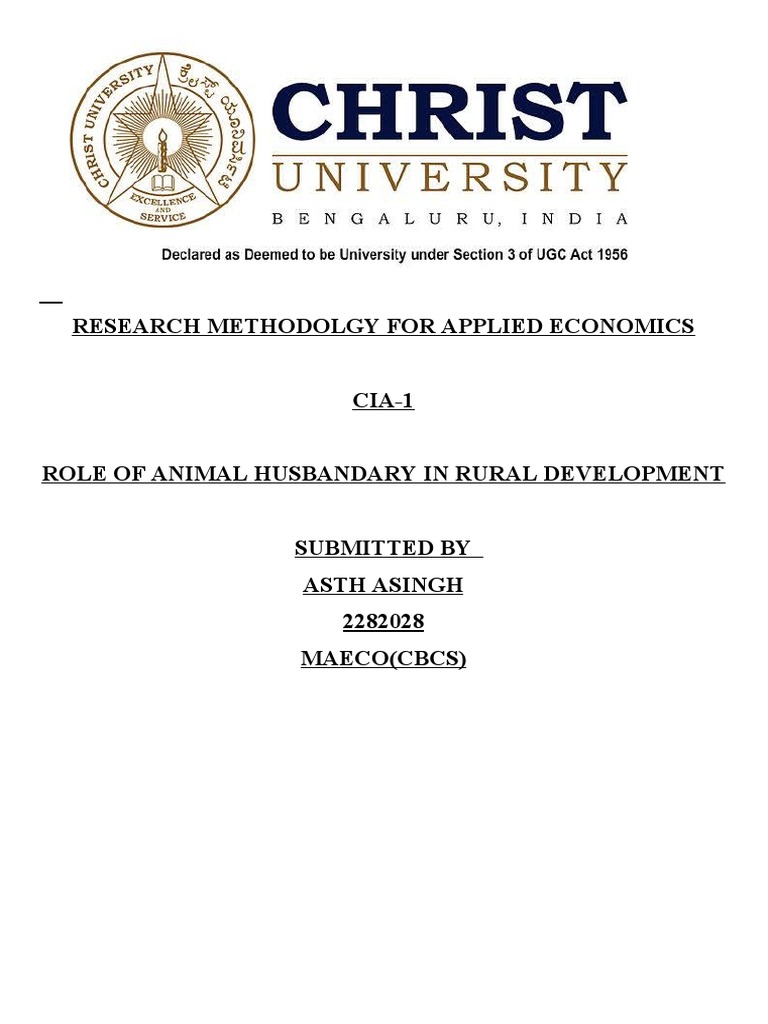 Role of Animal Husbandry in Rural Development CIA | PDF | Agriculture ...