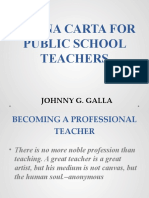 Magna Carta For Public School Teachers: Johnny G. Galla