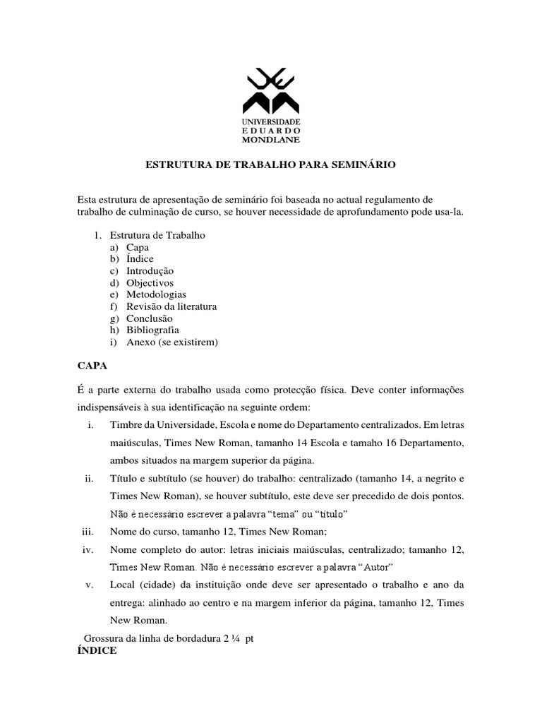 Estrutura de Trabalho para Seminário | PDF | Abstract (resumo) | Caixa ...