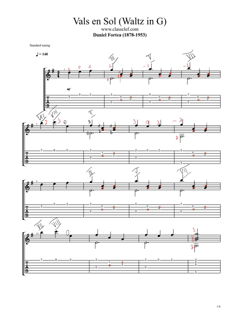 Vals en Sol: Guitar Tab by Fortea | PDF | Dances | Waltzes