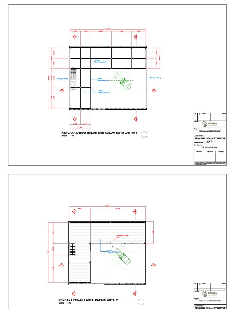 Rencana Struktur Kayu Lantai Workshop | PDF