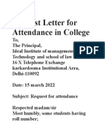 Request Letter For Attendance in College